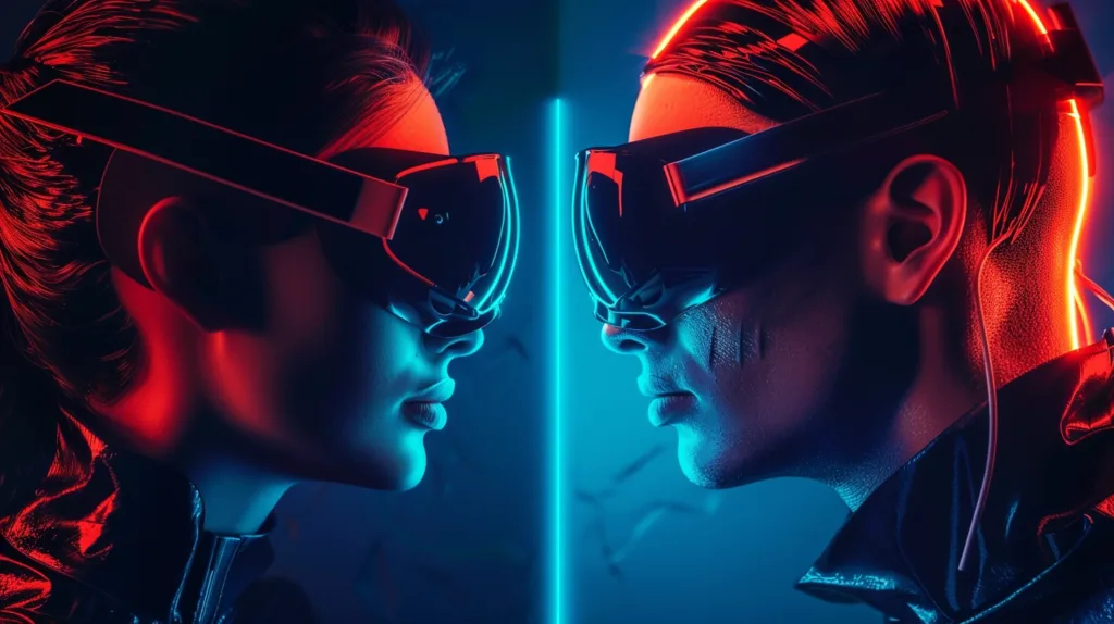 Two athletes facing off in VR